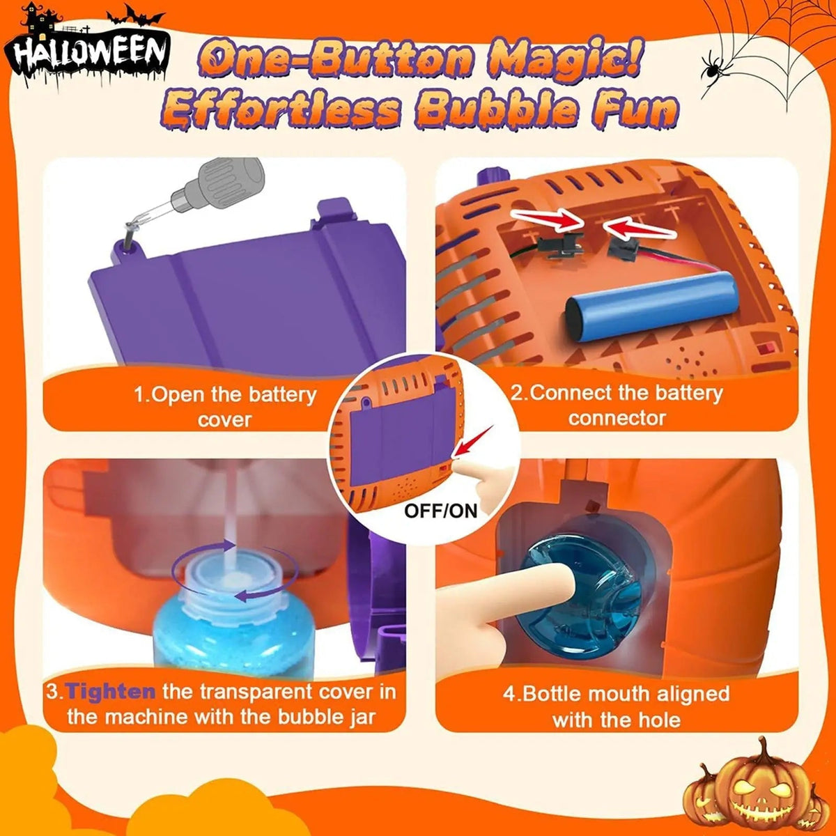 Halloween tökbuborékgép — automatikus fúvóval, LED-fényekkel, 15 lyukú fúvókával
