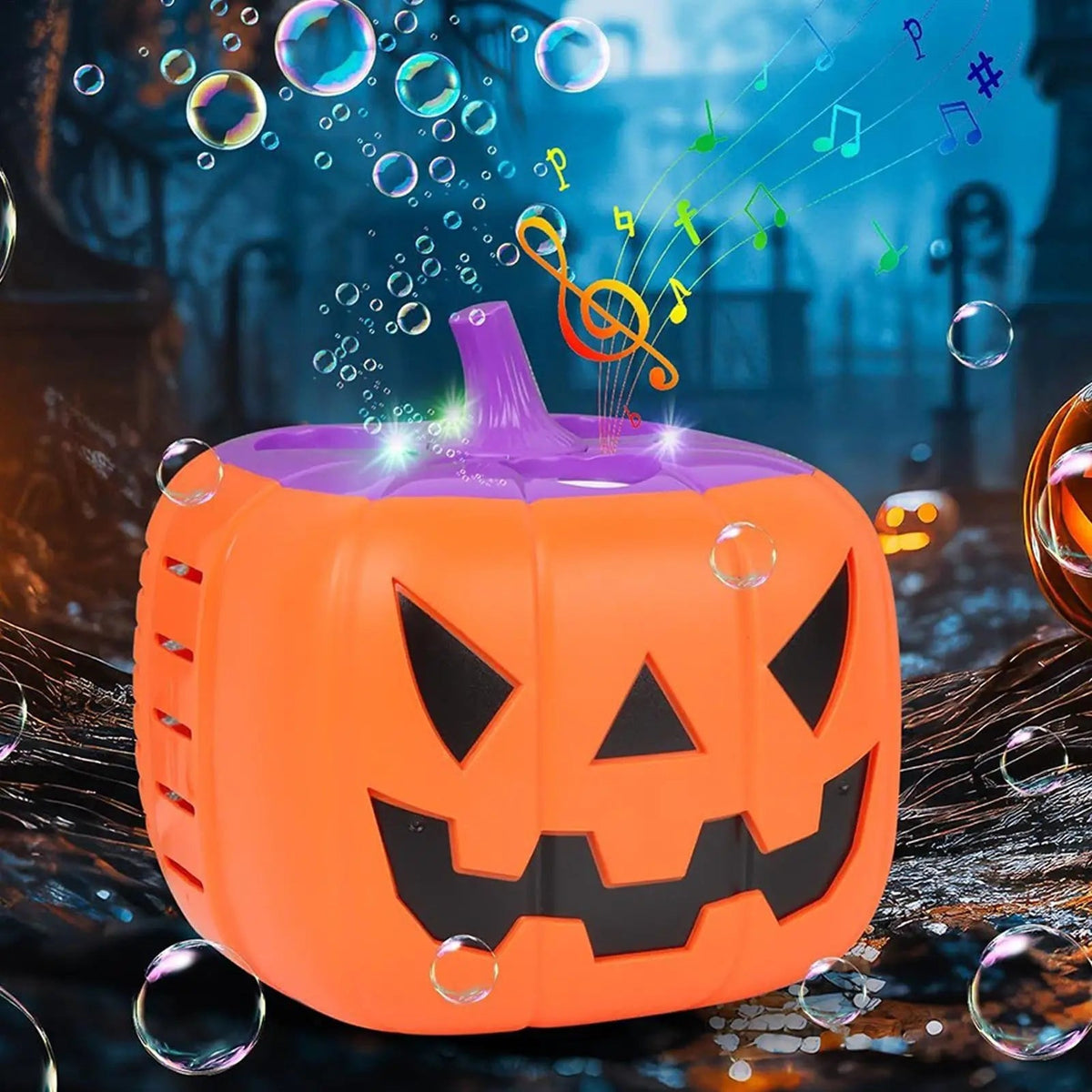 Halloween tökbuborékgép — automatikus fúvóval, LED-fényekkel, 15 lyukú fúvókával
