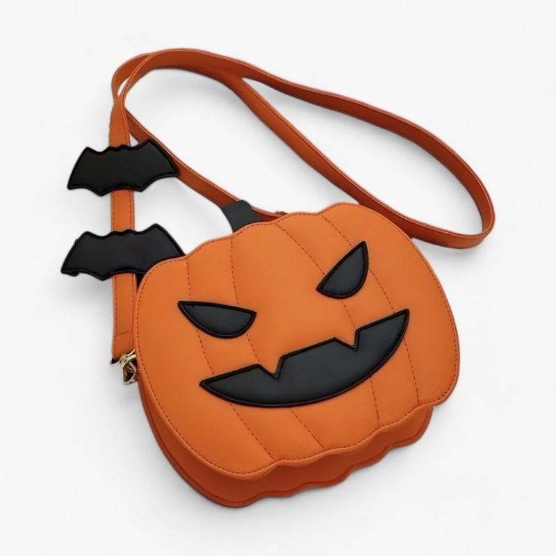 Jack O Lantern-græskarkrydstaske med flagermusdetaljer