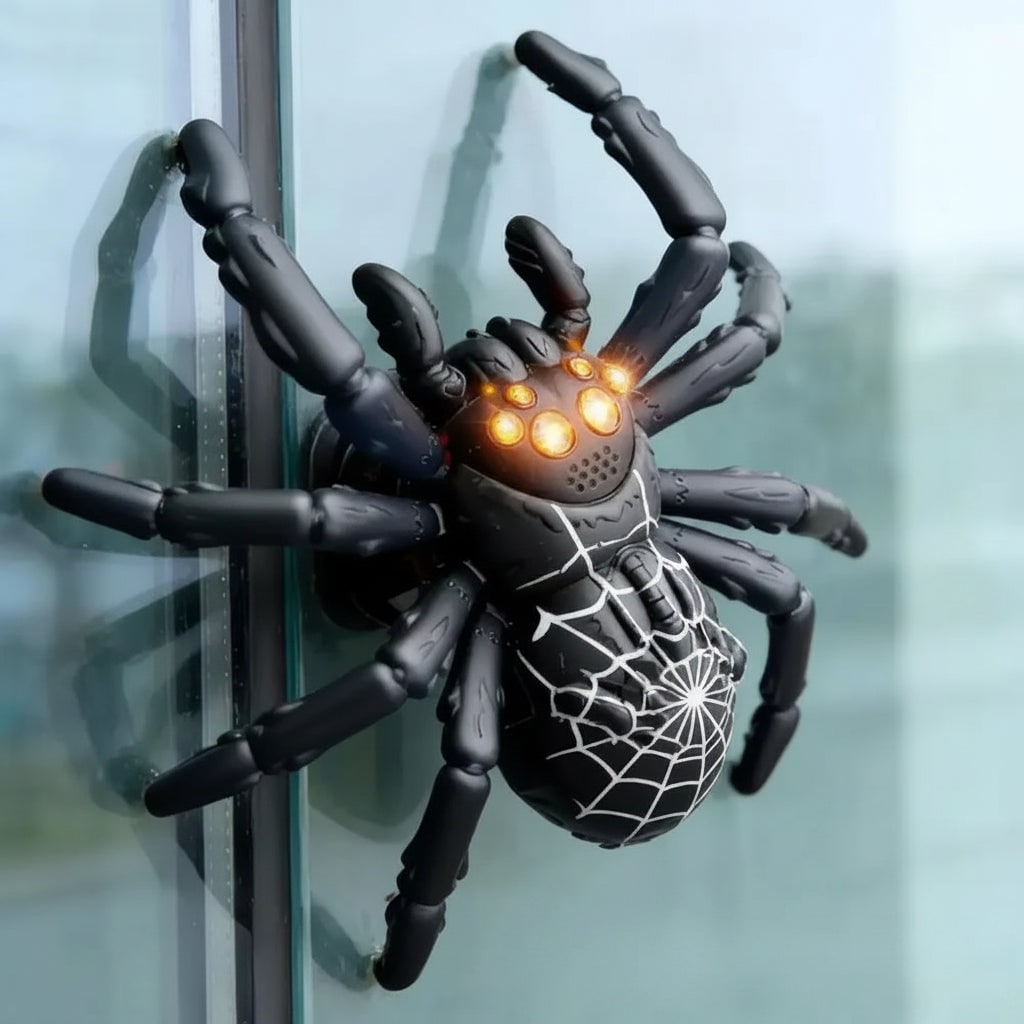 Remote Control Wall Climbing Spider, Glowing LED Eyes Halloween Toy