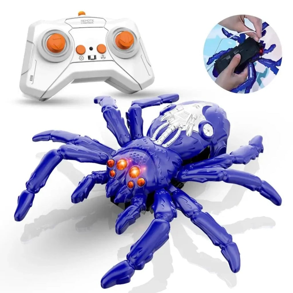 Remote Control Wall Climbing Spider, Glowing LED Eyes Halloween Toy