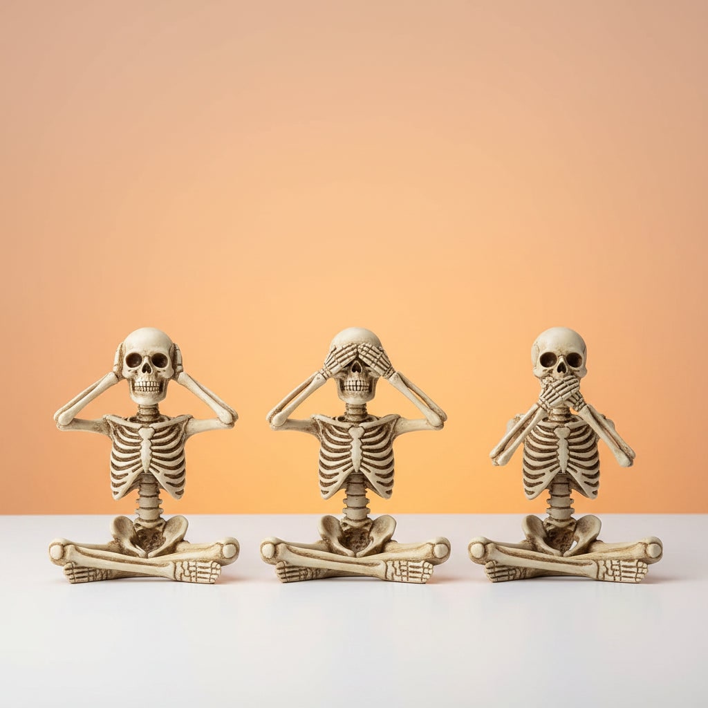 Halloween-i csontvázpolcdísz-szett, 3 darabos — lelógó lábak, hátborzongató pózok