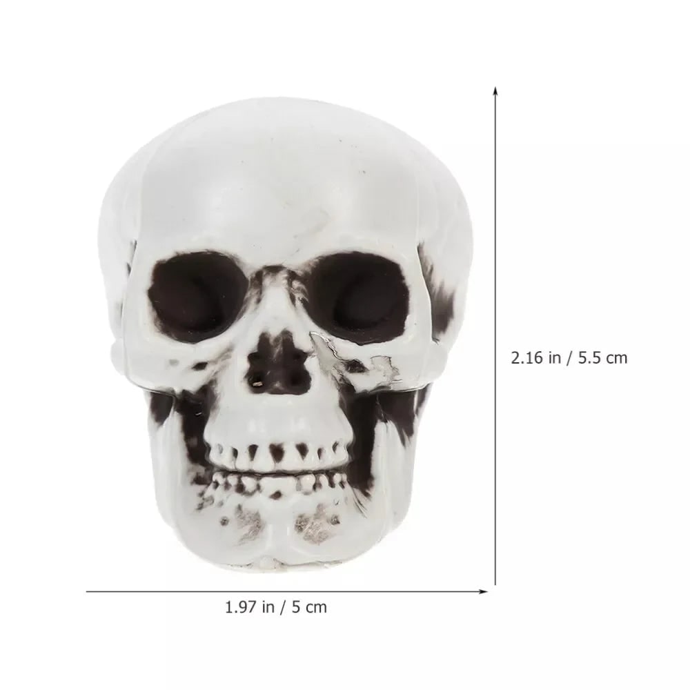 Set di mini teschi in plastica e accessori per feste a tema zucchero - stile Halloween, sacchetto in rete incluso