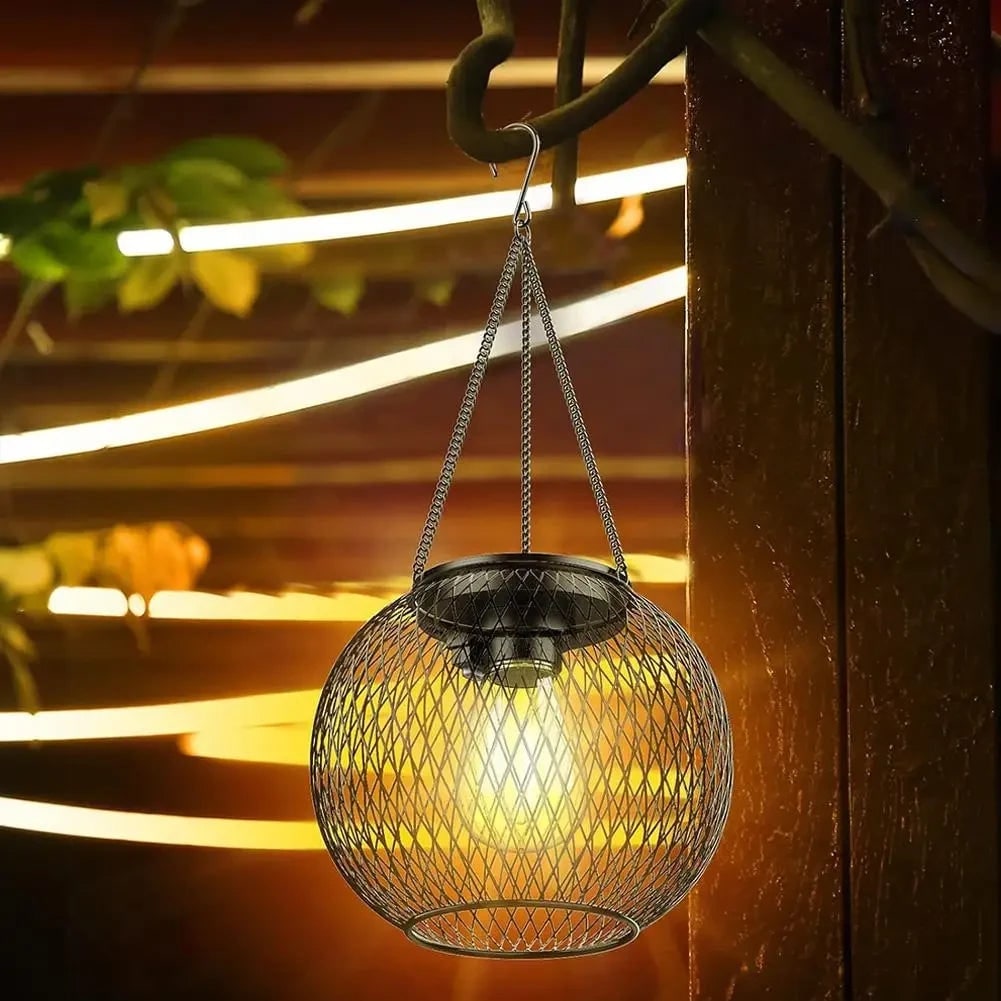 Halloween-napelemes függőlámpás, dekoratív LED-gömbfénnyel