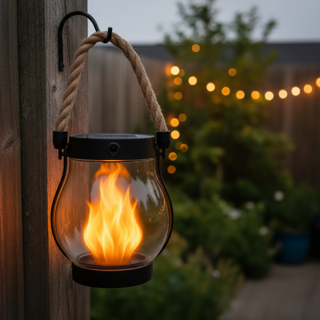 Zonnelantaarn voor buiten voor Halloween, flakkerend vlameffect, waterdichte tuinverlichting