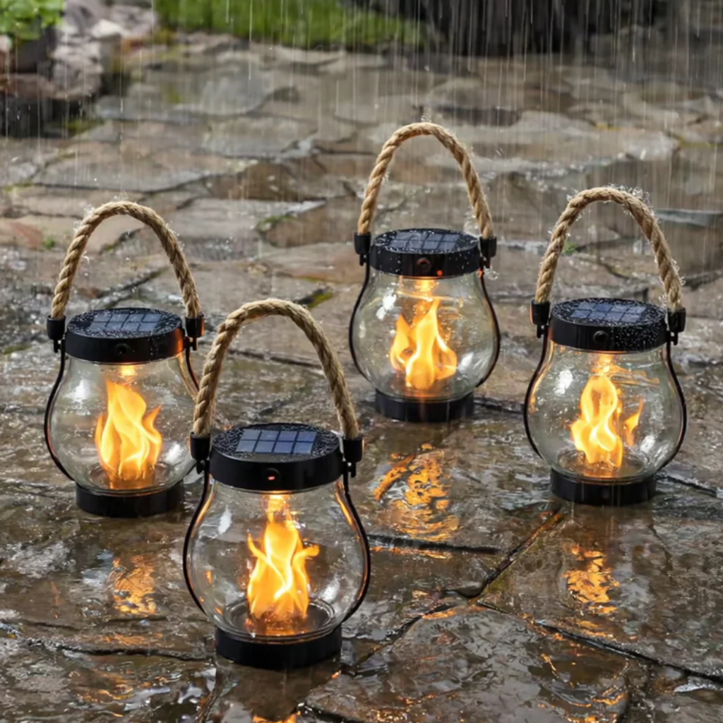 Zonnelantaarn voor buiten voor Halloween, flakkerend vlameffect, waterdichte tuinverlichting
