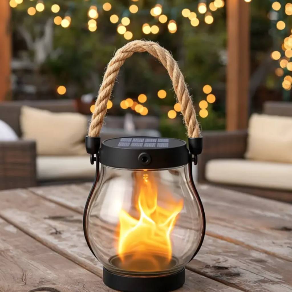 Lanterne solaire d’extérieur pour Halloween, effet de flamme vacillante, éclairage de jardin étanche