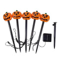 Zestaw 5 solarnych lamp w kształcie dyni Jack-o'-lantern na palikach - odporne na warunki atmosferyczne znaczniki ścieżki w kształcie dyń