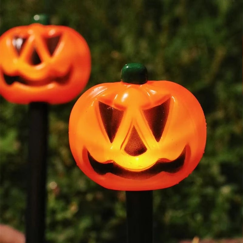 Zestaw 5 solarnych lamp w kształcie dyni Jack-o'-lantern na palikach - odporne na warunki atmosferyczne znaczniki ścieżki w kształcie dyń