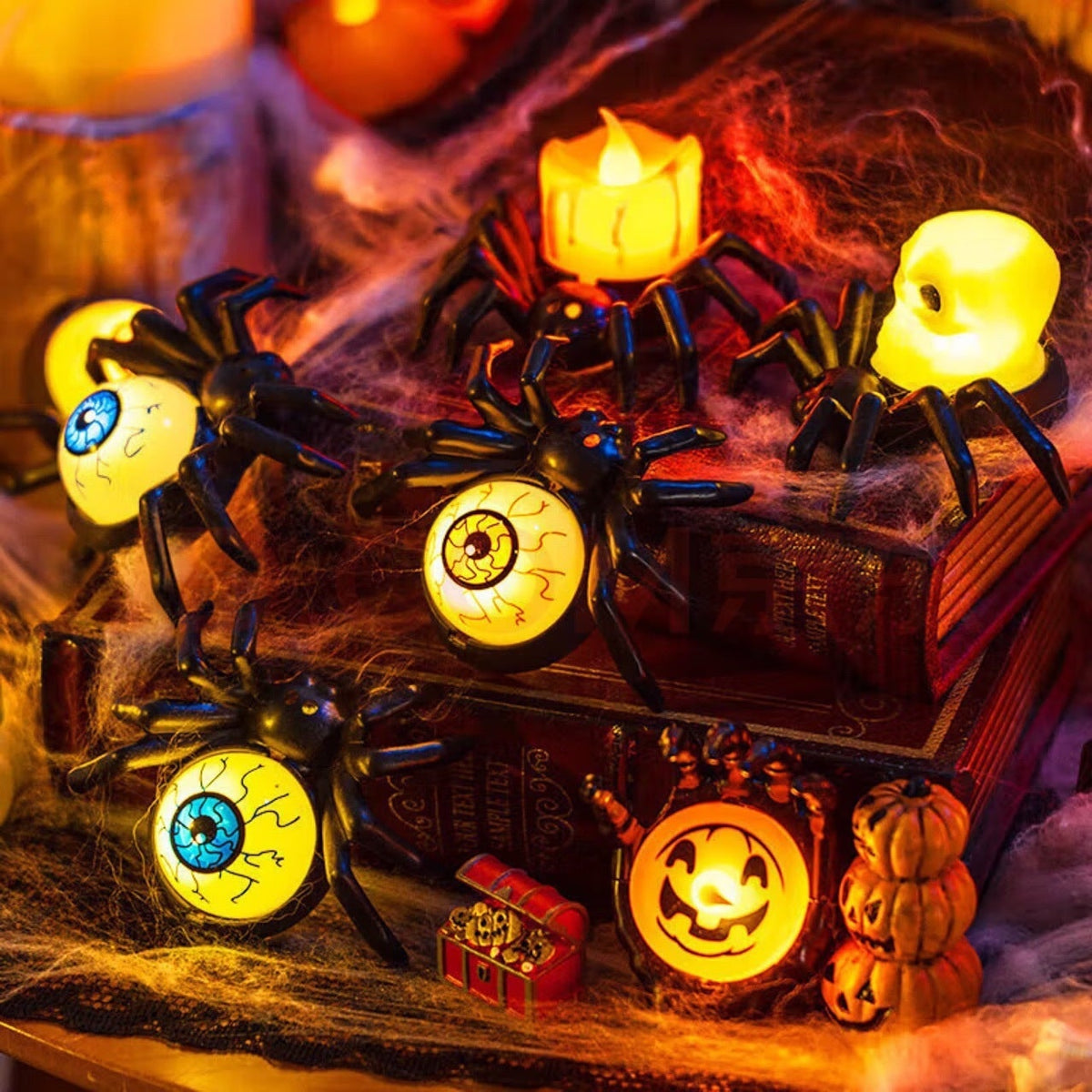 Halloween Spider Tea Lights — Battery Operated Flameless LED Candles
