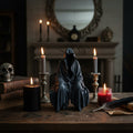 Spöklik grim reaper-figur i harts med huva, texturerad matt kåpa
