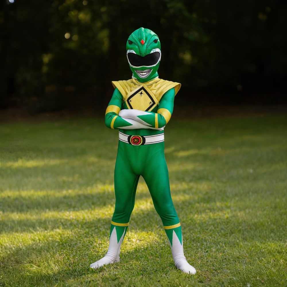 Kids Superhero Park Ranger Halloween Jumpsuit With Full Body Mask And Gloves