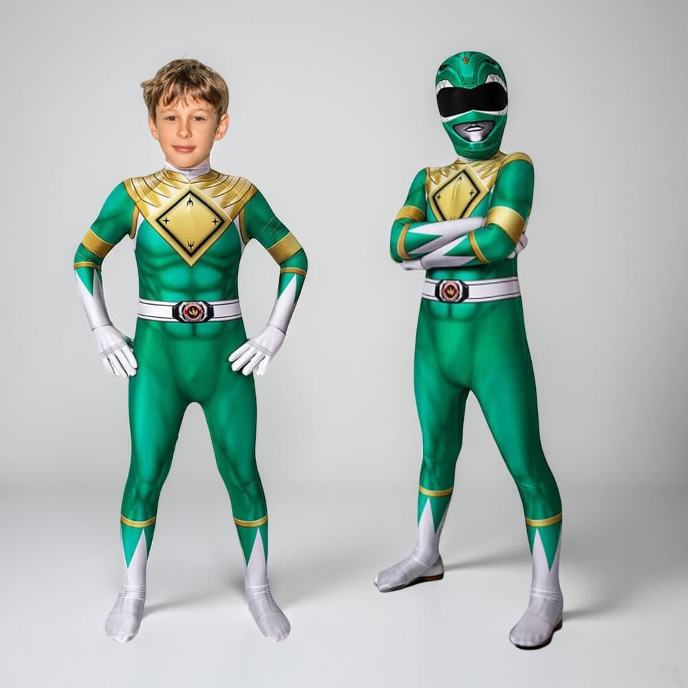 Kids Superhero Park Ranger Halloween Jumpsuit With Full Body Mask And Gloves