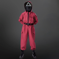 Ensemble de costume Squid Game de Halloween — combinaison rouge, masque, pistolet-jouet