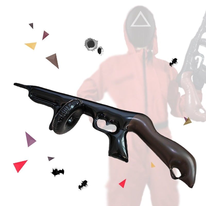 Ensemble de costume Squid Game de Halloween — combinaison rouge, masque, pistolet-jouet