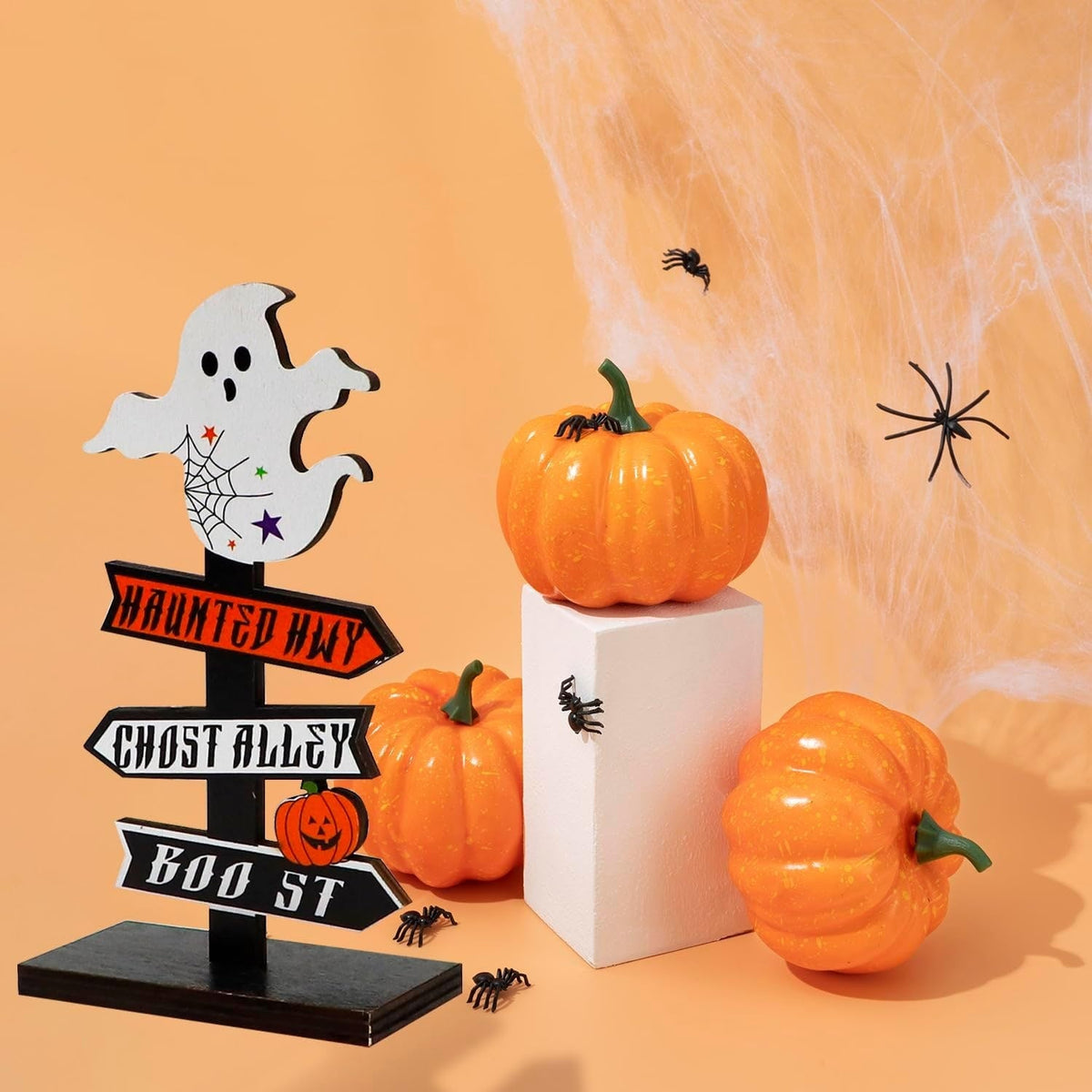 自立式ハロウィン用方向案内卓上サイン 遊び心のある矢印トップ装飾