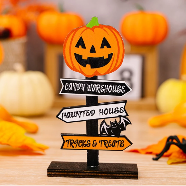 自立式ハロウィン用方向案内卓上サイン 遊び心のある矢印トップ装飾