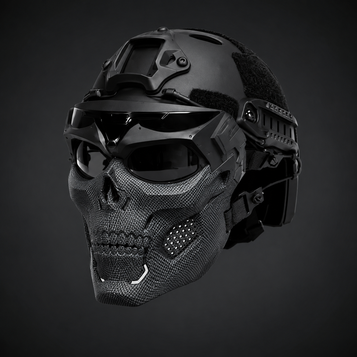 Tactical Skull Face Mask, Integrated Protective Goggles, Full Coverage