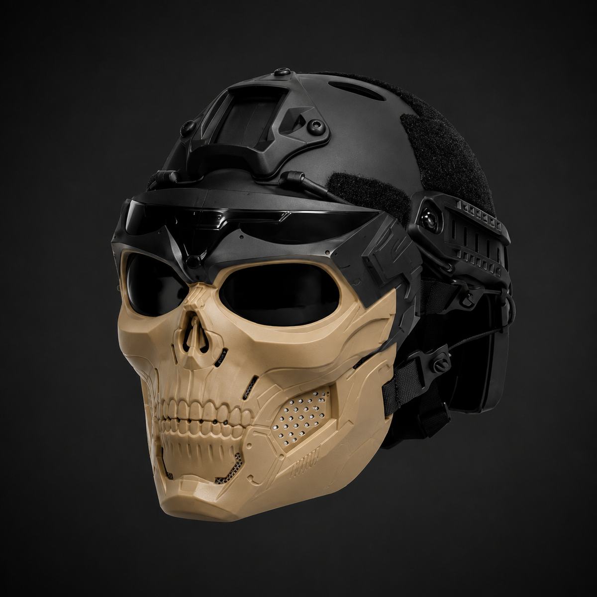 Tactical Skull Face Mask, Integrated Protective Goggles, Full Coverage