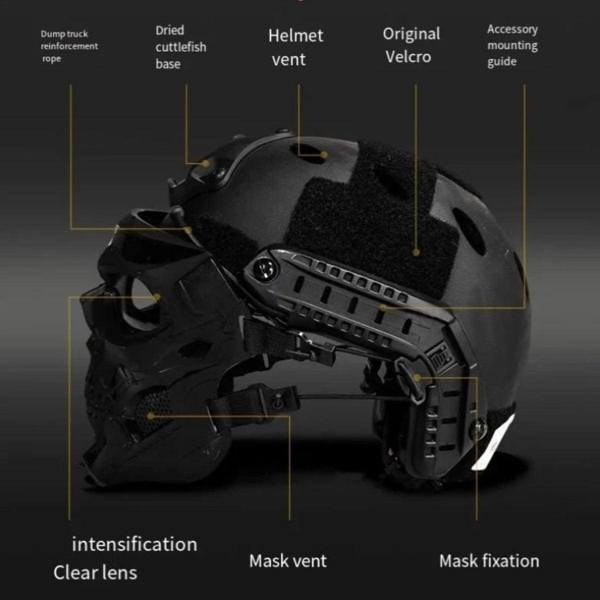 Tactical Skull Face Mask, Integrated Protective Goggles, Full Coverage