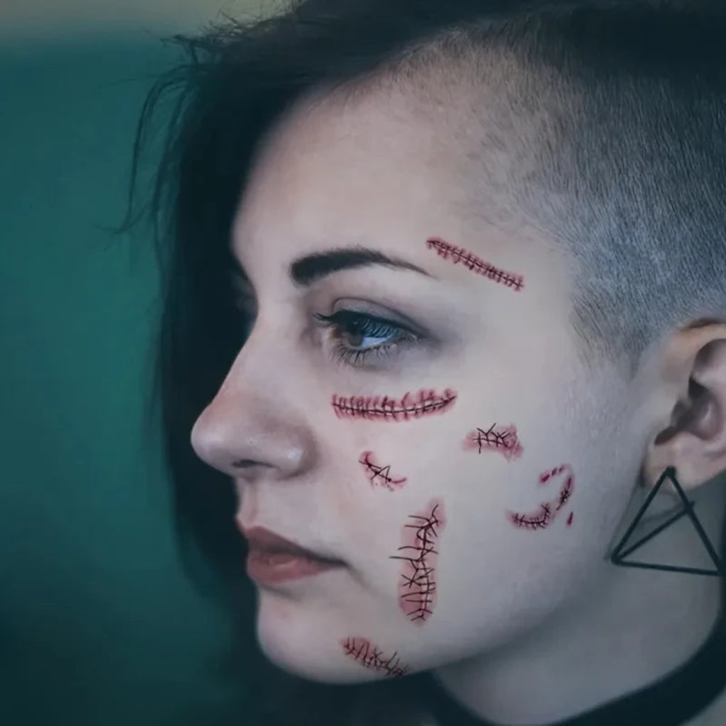 Waterdichte tijdelijke Halloween-tatoeages - ontwerpvel met realistische wondeffecten