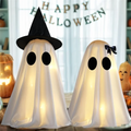 Nadmuchiwany zestaw duchów na Halloween - ciepłobiałe światła, zestaw dwóch figurek