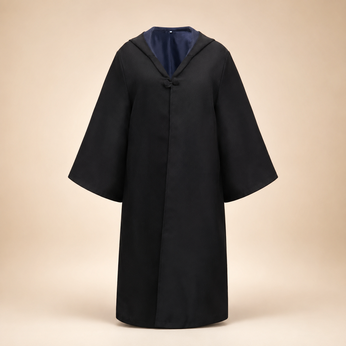 Set di costume da mago per Halloween - cappuccio incorporato, maniche a campana, chiusura a alamaro, sciarpa a righe