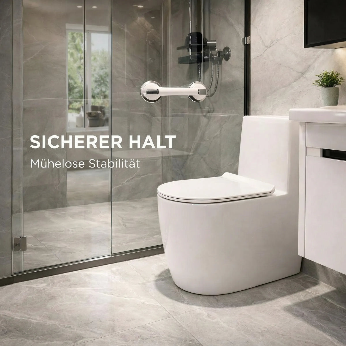 Secure Bathroom Grab Bar with Suction Mount for Easy Grip | ribuella