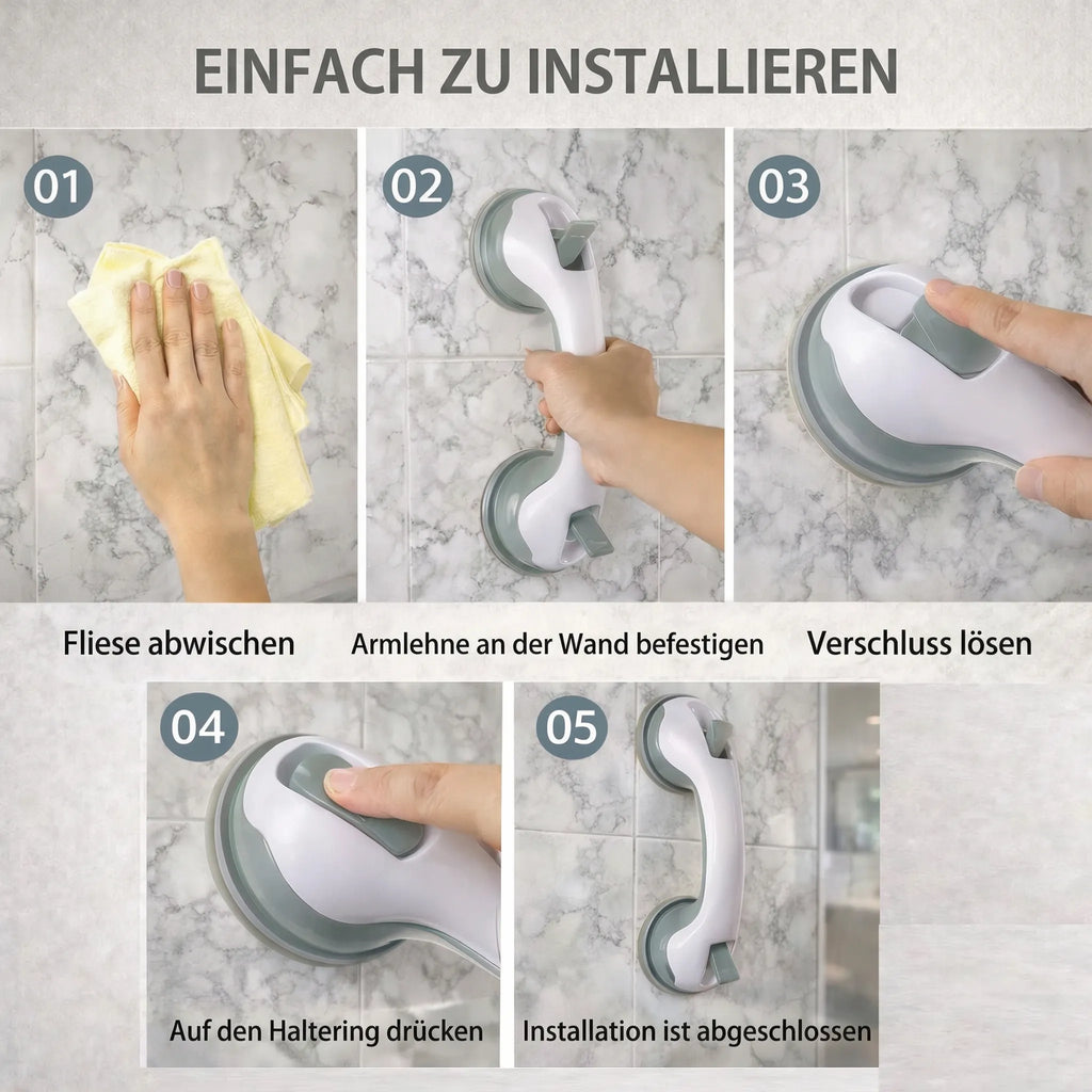 Secure Bathroom Grab Bar with Suction Mount for Easy Grip | ribuella