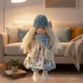 28 cm håndlavet Waldorf-dukke med blød bomuld, strikket tøj og garnhår