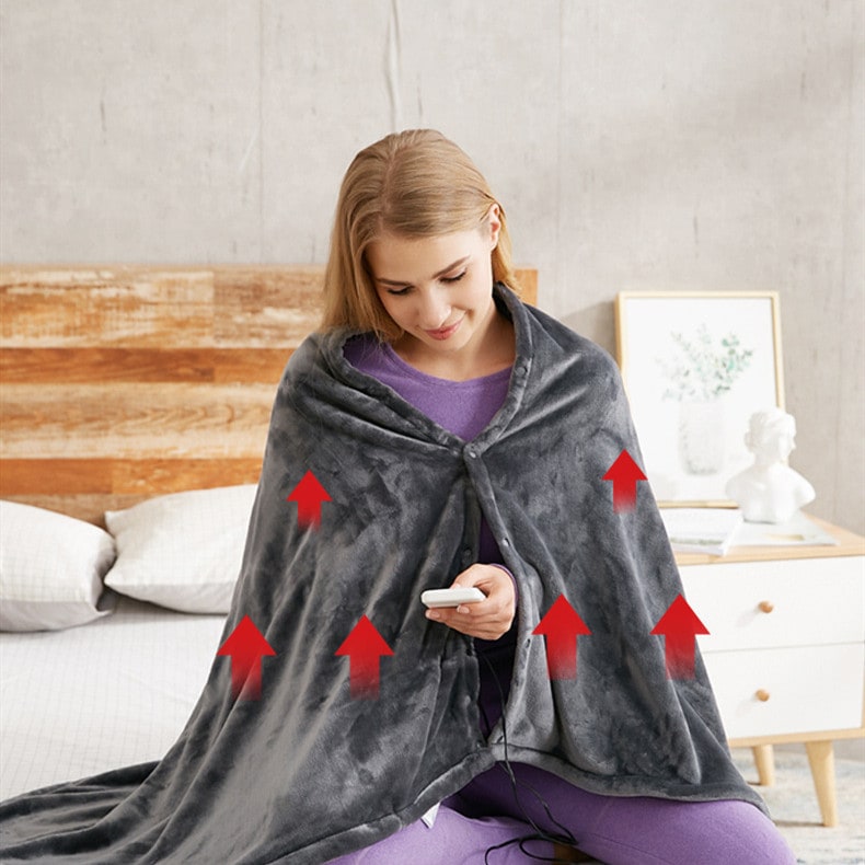 Verwarmde sjaal met USB-voeding - 3 instelbare warmtestanden, zachte fleeceomslag