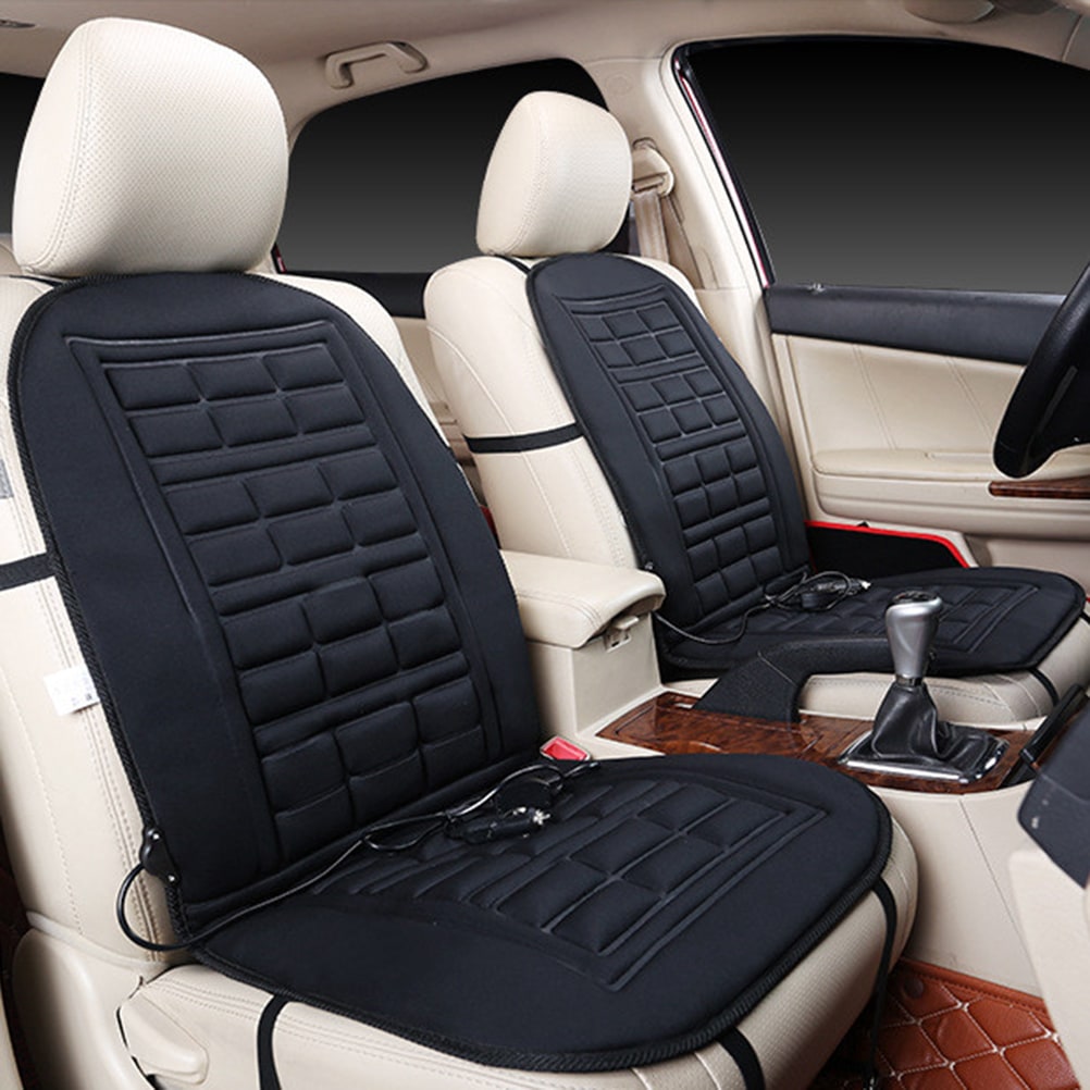 Pernă și husă încălzită pentru scaun auto - suport ergonomic, adaptor de 12V, spătar căptușit