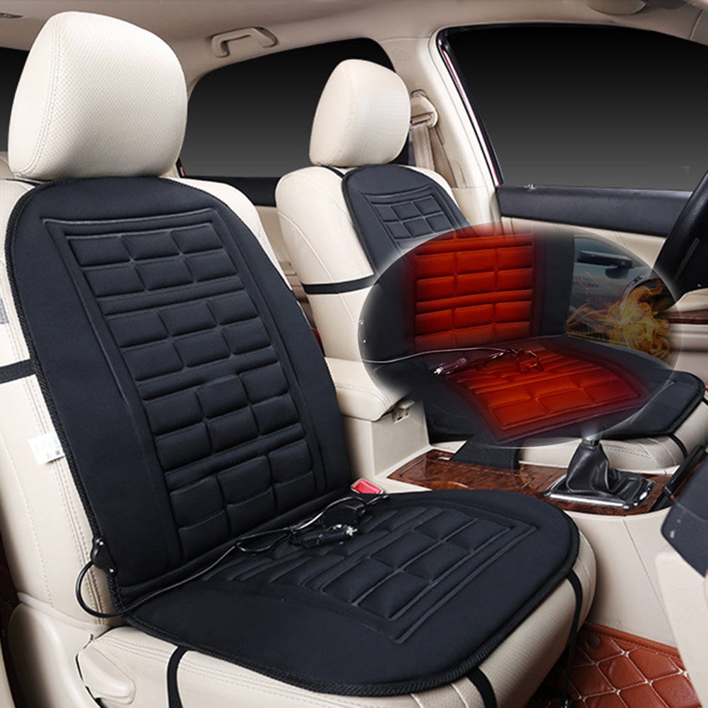 Pernă și husă încălzită pentru scaun auto - suport ergonomic, adaptor de 12V, spătar căptușit