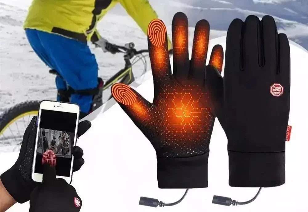 Heated Thermal Gloves - Touchscreen Fingertips, Secure Zipper Back