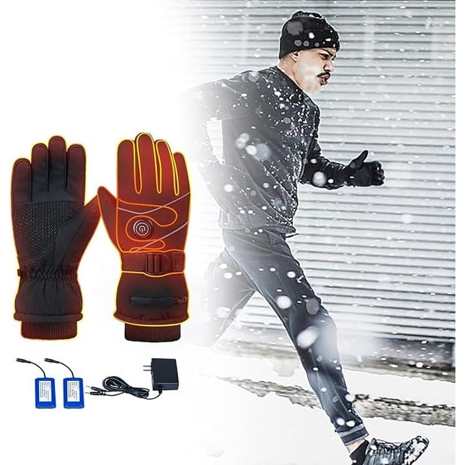 Touchscreen Fingertip Heated Gloves With 3 Adjustable Heat Levels Rechargeable Battery