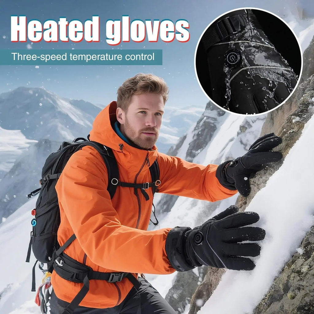 Touchscreen Fingertip Heated Gloves With 3 Adjustable Heat Levels Rechargeable Battery