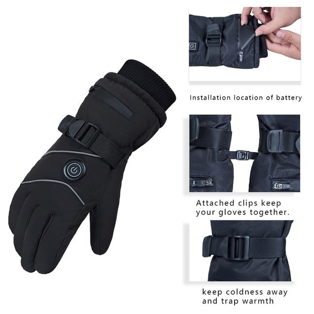 Touchscreen Fingertip Heated Gloves With 3 Adjustable Heat Levels Rechargeable Battery