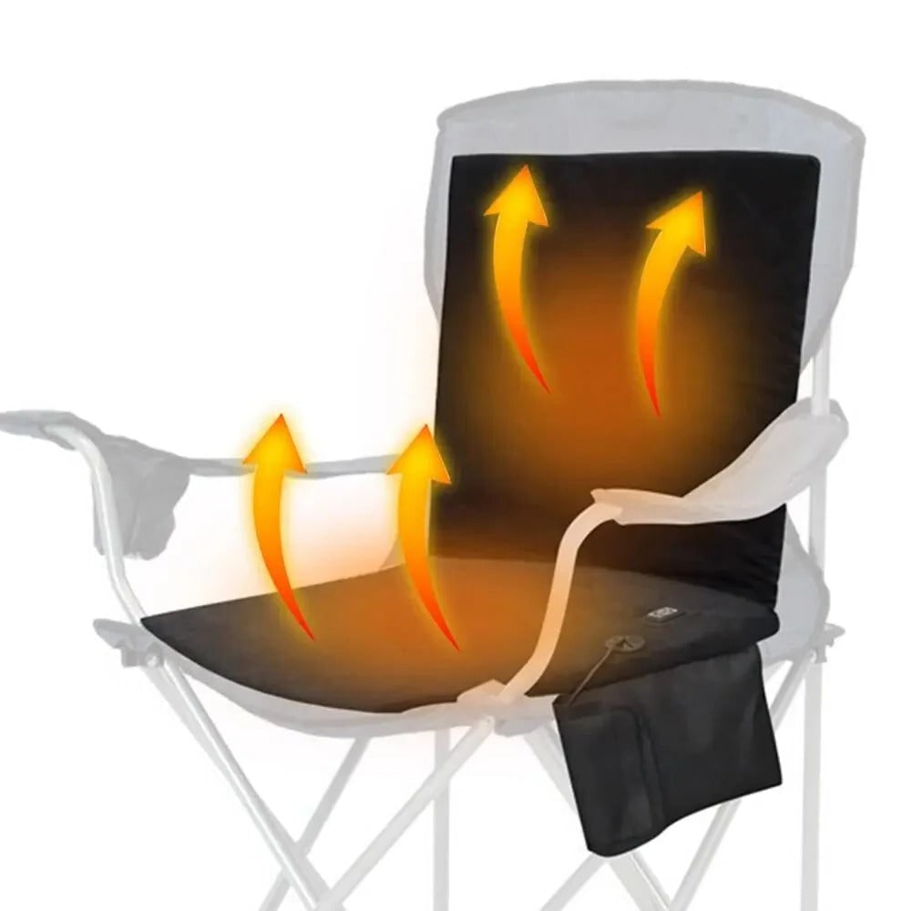 Cojín de asiento térmico portátil — respaldo ergonómico, diseño acolchado y alimentación USB