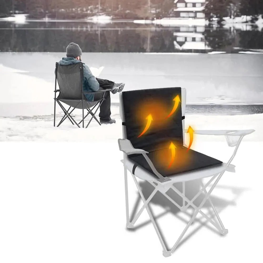 Cojín de asiento térmico portátil — respaldo ergonómico, diseño acolchado y alimentación USB