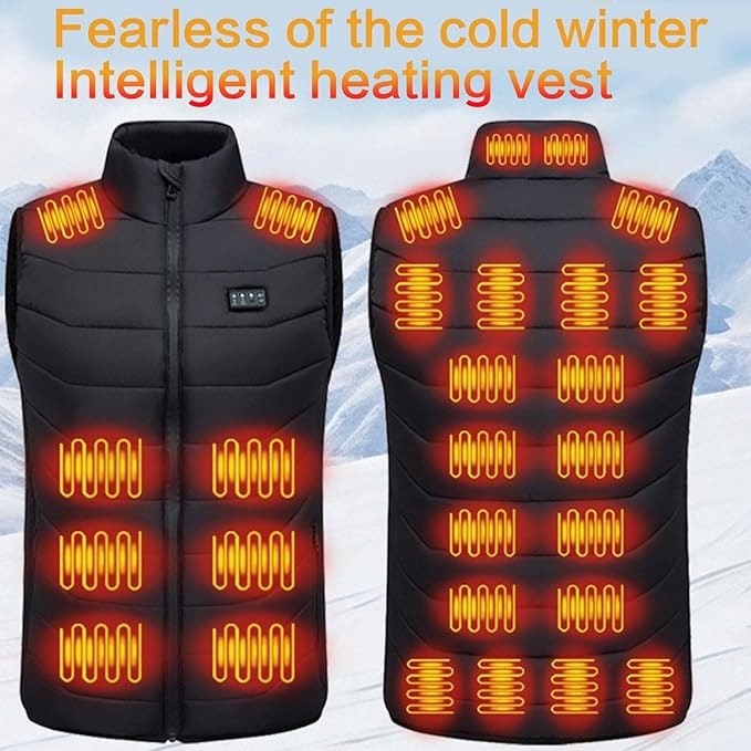 Quilted Design Heated Vest — USB Rechargeable Battery, Multiple Heating Zones