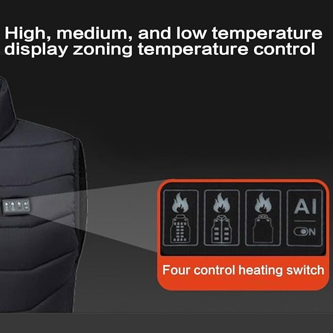 Quilted Design Heated Vest — USB Rechargeable Battery, Multiple Heating Zones