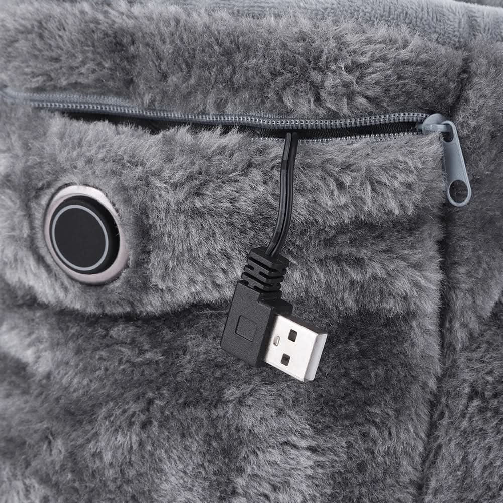 USB-ről fűthető plüss lábmelegítő - beépített boltozattámasszal és melegítő talpfűtéssel