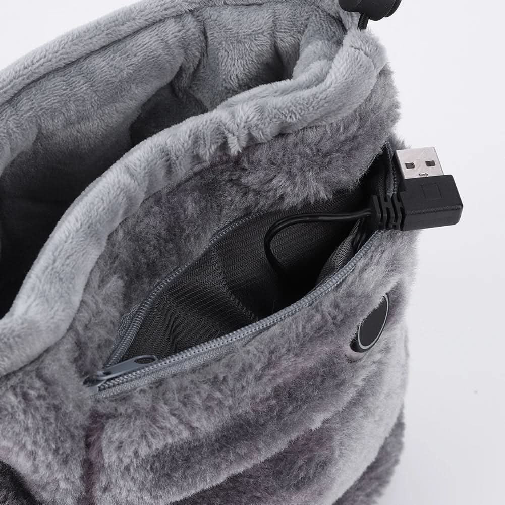 USB-ről fűthető plüss lábmelegítő - beépített boltozattámasszal és melegítő talpfűtéssel