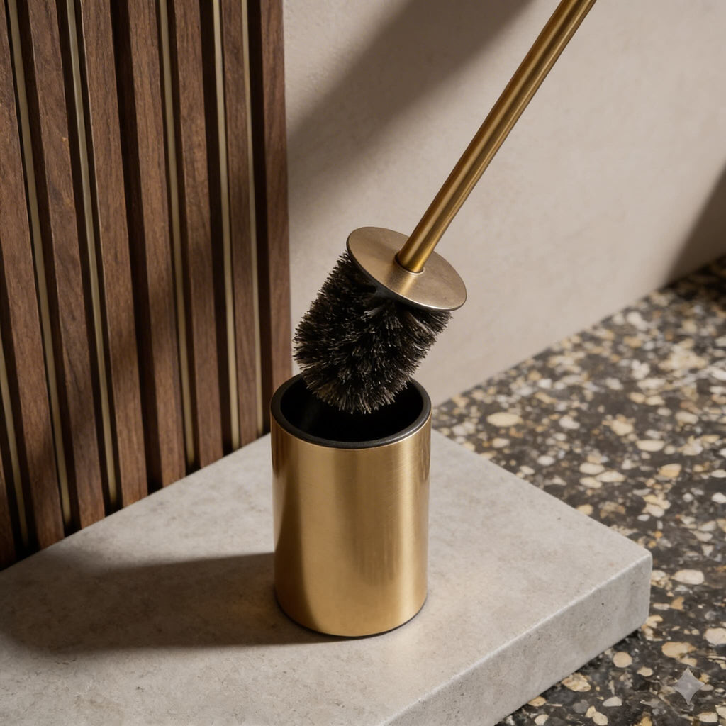 Modern Standing Toilet Brush Set with Stainless Steel Holder for Compact Storage and Efficient Cleaning | ribuella