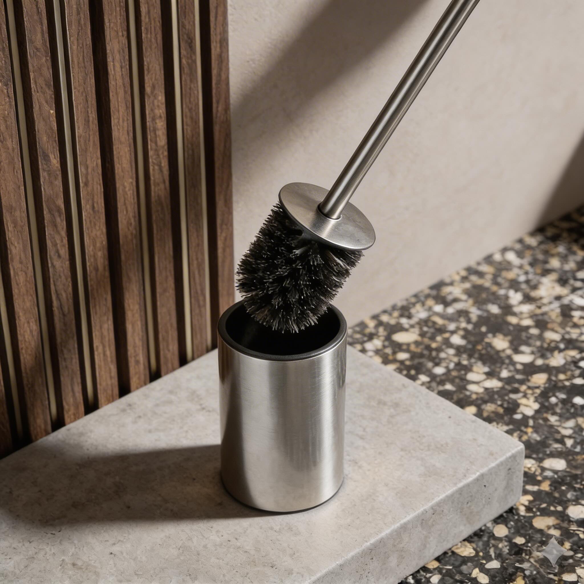 Modern Standing Toilet Brush Set with Stainless Steel Holder for Compact Storage and Efficient Cleaning | ribuella