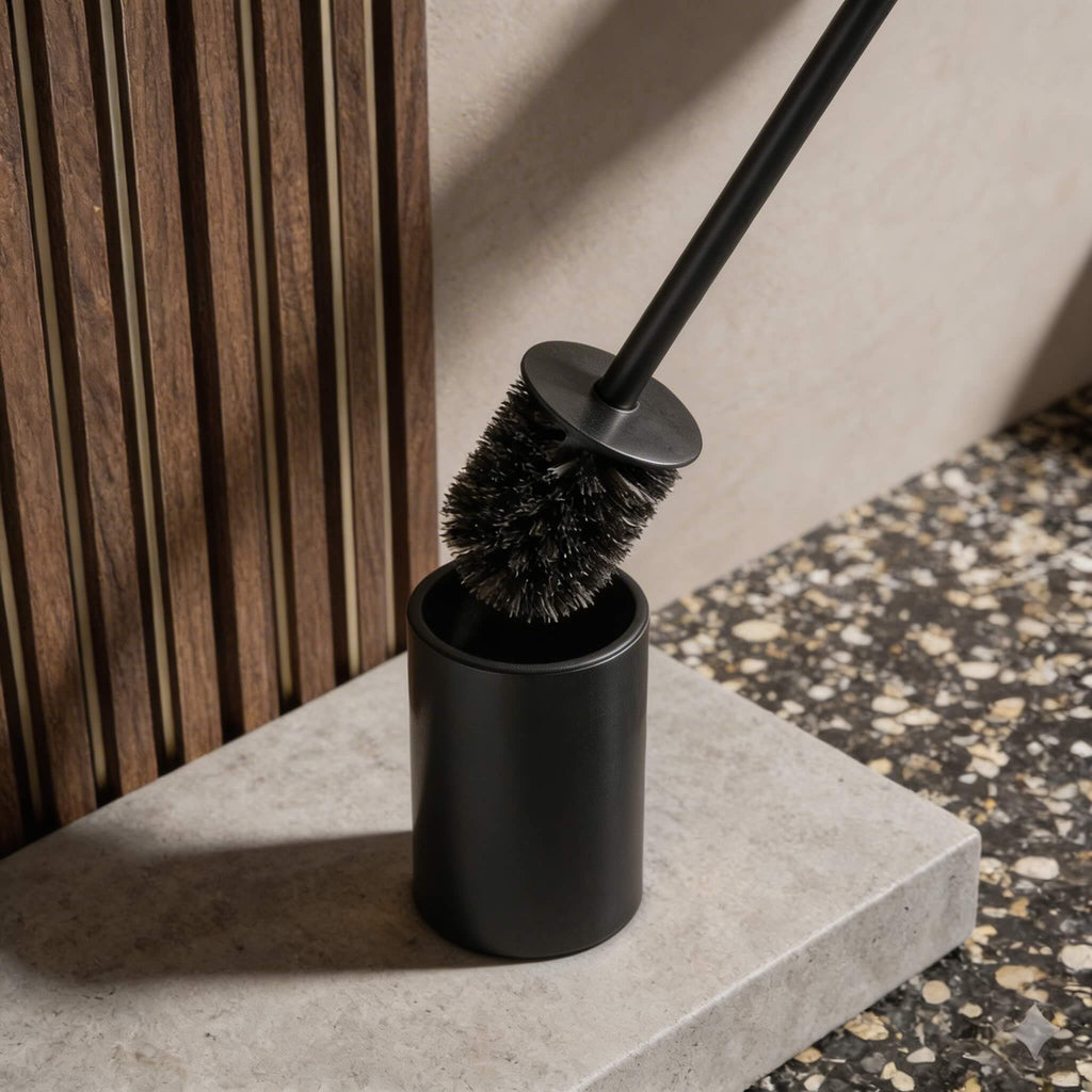 Modern Standing Toilet Brush Set with Stainless Steel Holder for Compact Storage and Efficient Cleaning | ribuella