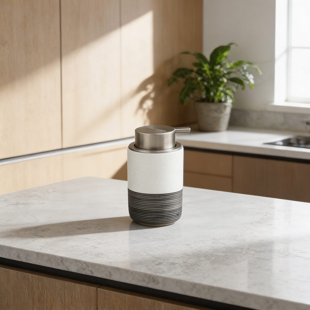 Modern Ceramic Hand Soap Dispenser with Wide Bottleneck for Easy Refilling and Matte Finish | ribuella