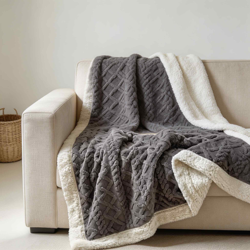 Reversible Sherpa Throw Blanket Lightweight Soft Fleece for Year-Round Comfort Multiple Sizes | ribuella