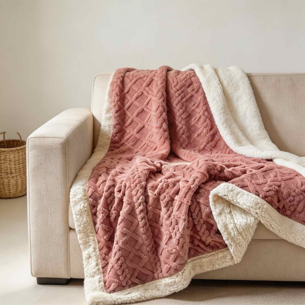 Reversible Sherpa Throw Blanket Lightweight Soft Fleece for Year-Round Comfort Multiple Sizes | ribuella
