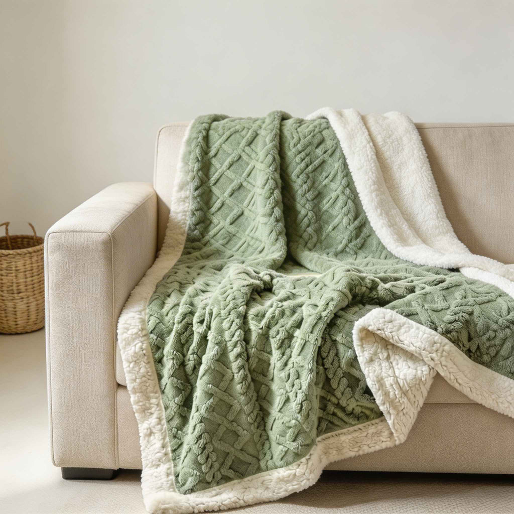 Reversible Sherpa Throw Blanket Lightweight Soft Fleece for Year-Round Comfort Multiple Sizes | ribuella